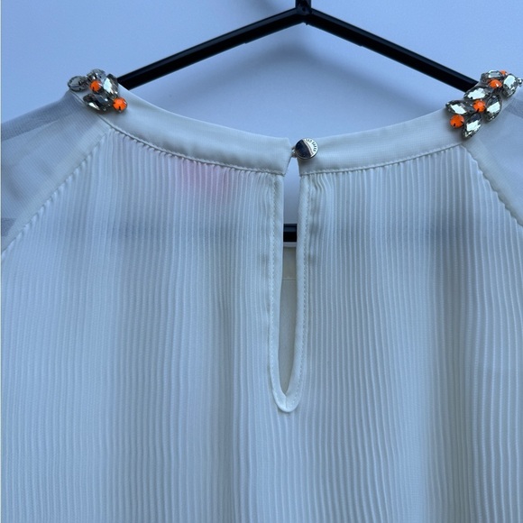 Ted Baker Lovina Bejeweled Accordion Pleated Long Sleeve Blouse Size 3 (US 8) - Picture 9 of 16